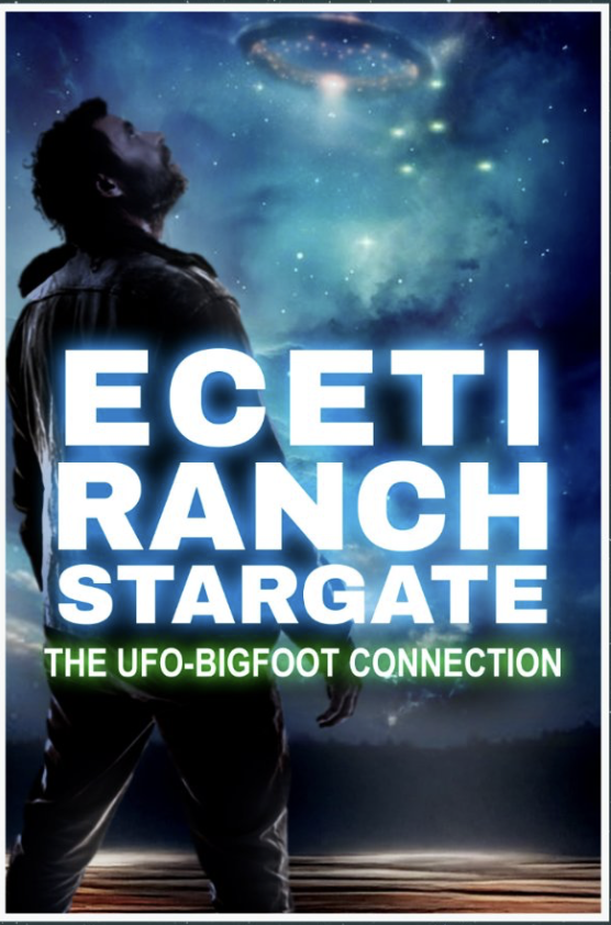 A group of explorers standing at the glowing ECETI Ranch welcome sign deep in the Pacific Northwest forest, surrounded by ancient trees where UFOs, glowing orbs, portals, and Bigfoot encounters collide in one of the world’s most active paranormal hotspots.