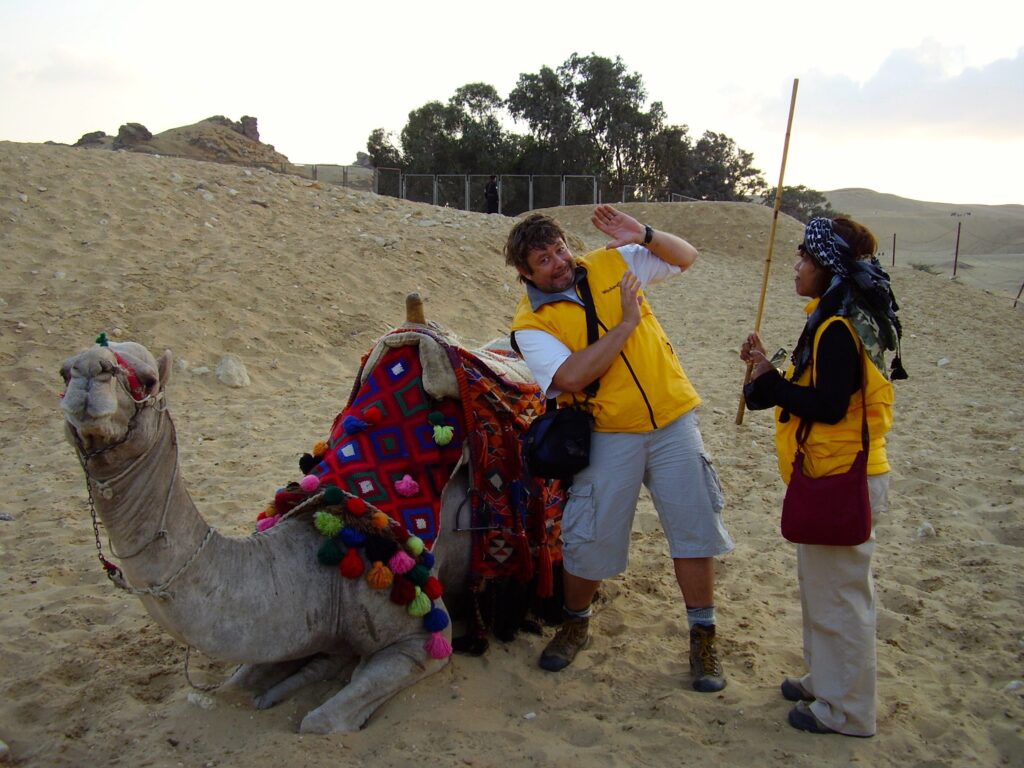 Egypt Heinessight Matthew and Sangeeta Heines with Camel