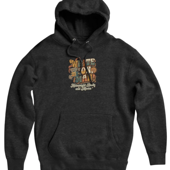 Write On, Man! groovy 1970s retro psychedelic lettering design on black background for writers authors and filmmakers - official Heinessight merch